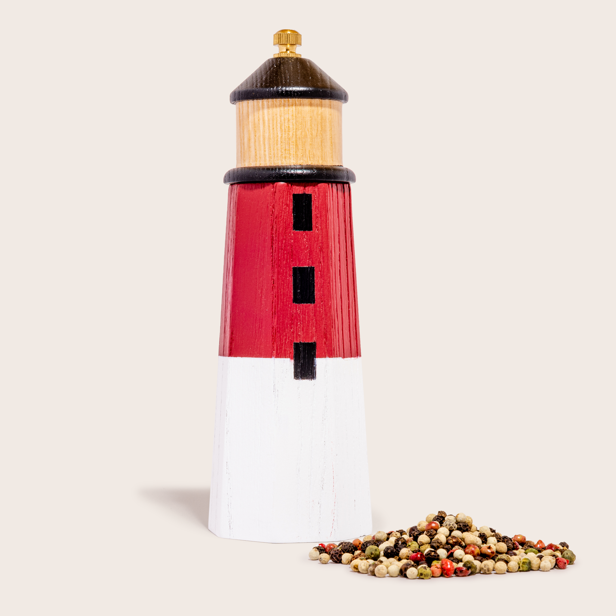 Wooden Salt and Pepper Grinder Set, Elegant Lighthouse Sea Salt Grinder and  Black Pepper Mill 